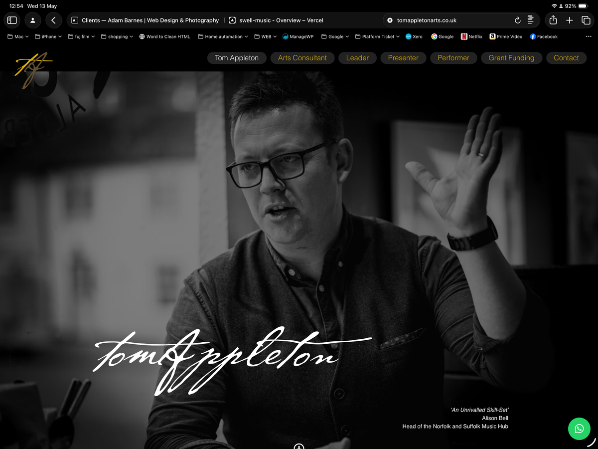 Tom Appleton website — homepage