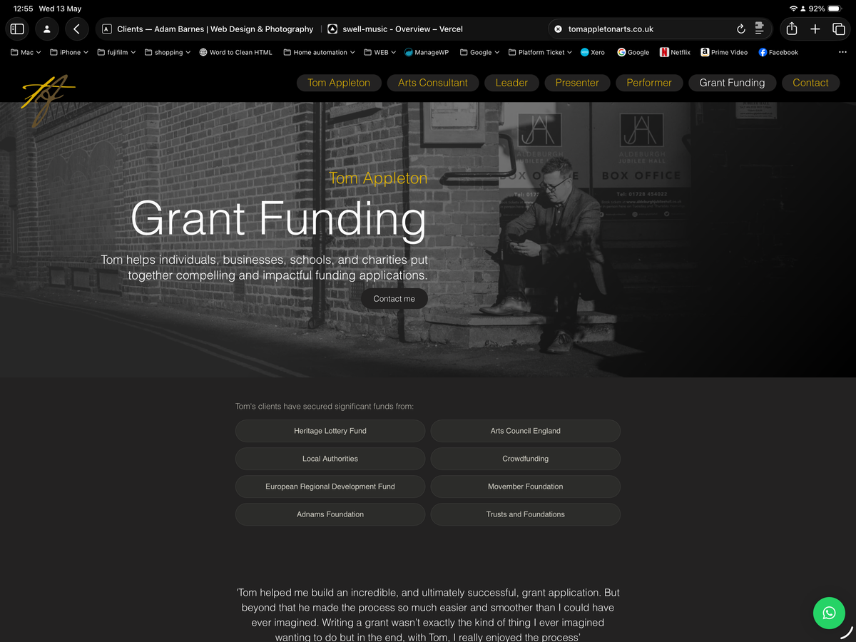 Tom Appleton website — grant funding page