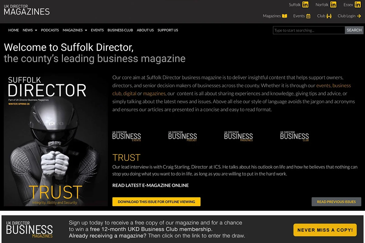 UK Director Magazine website — homepage
